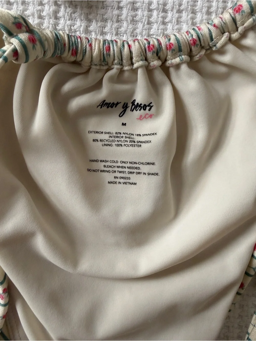 Women’s White Floral Stripe Tie-Side Bikini Like New - Picture 6 of 7